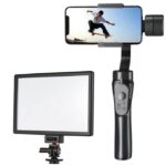 Cospex 3 Axis Handheld Smartphone Gimbal Stabilizer for All Smart Phones Featuring Video Stabilizer with L116T 3300K-5600K CRI 95+ LED Video Light Brightness and Color Temperature