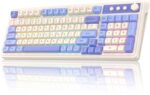 AULA S99 3 in 1 World's First Silicon Membrane Gaming Keyboard | Bluetooth/2.4GHz/USB-C Balls Keycap Keybaord with Knob | Programmable RGB Backlit Gaming Keyboard for PC/Xbox/PS5 (Purple)
