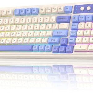 AULA S99 3 in 1 World's First Silicon Membrane Gaming Keyboard | Bluetooth/2.4GHz/USB-C Balls Keycap Keybaord with Knob | Programmable RGB Backlit Gaming Keyboard for PC/Xbox/PS5 (Purple)
