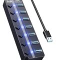 ZORBES® USB Hub 3.0 for PC Multiport Adapter with 7 USB Ports High Speed 3.0 USB Hub for Laptop with Individual Switch Control USB Extender with Multi USB Port for MacBook, Mac Pro