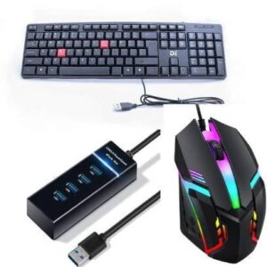 Di Innovating Technology DI combo of 3 ( keyboard, RGB mouse , 4 port usb 3.0 hub) Combo Set