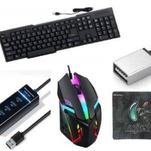 Di Innovating Technology DI 5 COMBO OF ( KEYBOARD, RGB MOUSE, HUB, MOUSEPAD AND C TYPE OTG) Combo Set
